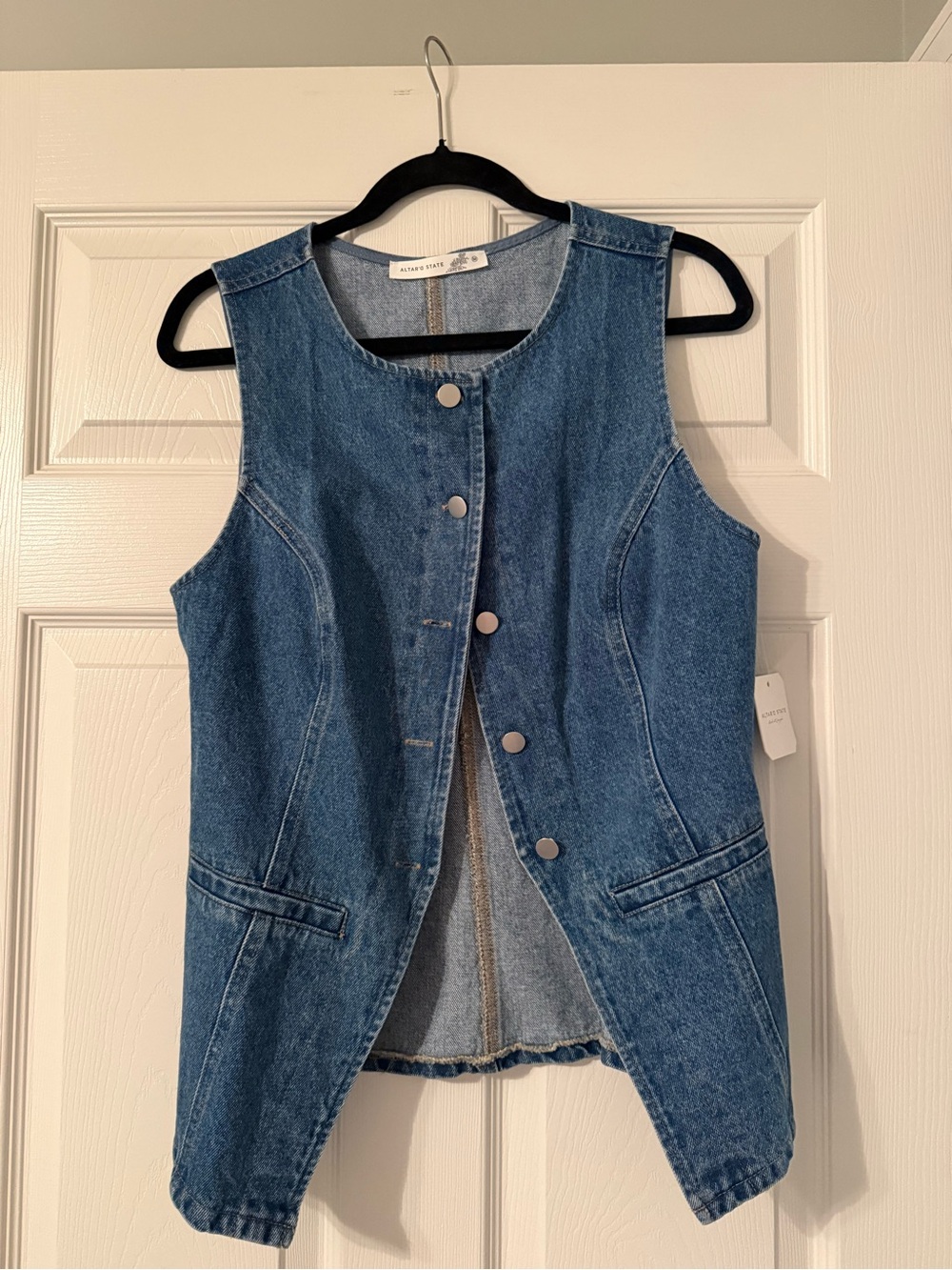 Altar'd State Daisy Button Up Denim Vest